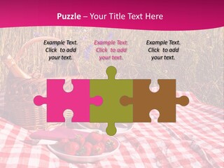 A Picnic With A Basket Of Strawberries And A Plate Of Strawberries On A PowerPoint Template