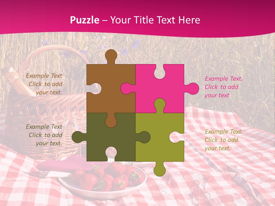 A Picnic With A Basket Of Strawberries And A Plate Of Strawberries On A PowerPoint Template