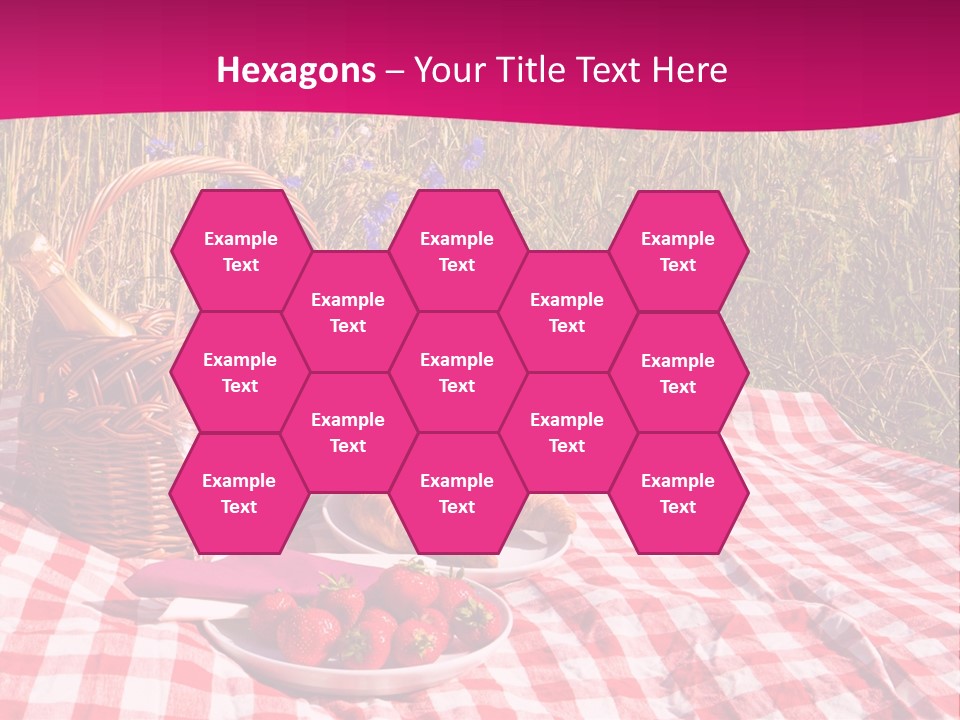 A Picnic With A Basket Of Strawberries And A Plate Of Strawberries On A PowerPoint Template
