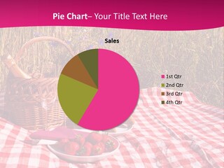 A Picnic With A Basket Of Strawberries And A Plate Of Strawberries On A PowerPoint Template