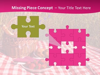 A Picnic With A Basket Of Strawberries And A Plate Of Strawberries On A PowerPoint Template