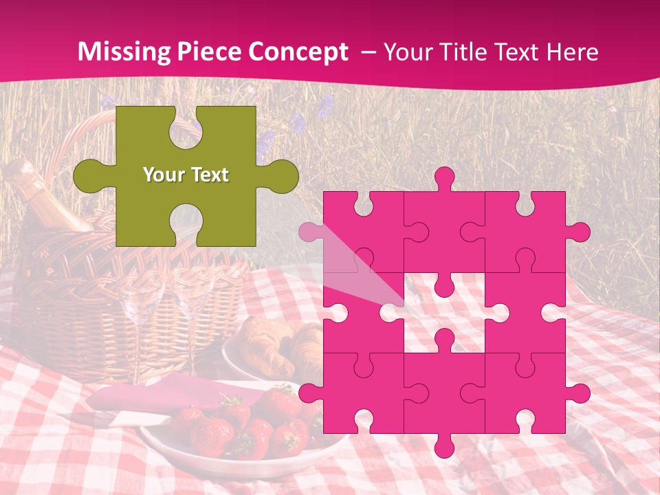 A Picnic With A Basket Of Strawberries And A Plate Of Strawberries On A PowerPoint Template