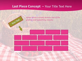 A Picnic With A Basket Of Strawberries And A Plate Of Strawberries On A PowerPoint Template