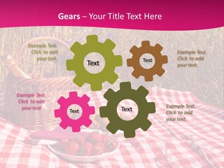 A Picnic With A Basket Of Strawberries And A Plate Of Strawberries On A PowerPoint Template