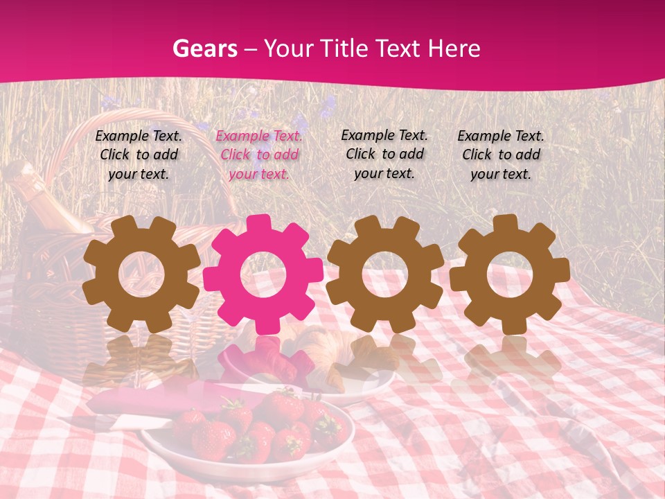 A Picnic With A Basket Of Strawberries And A Plate Of Strawberries On A PowerPoint Template