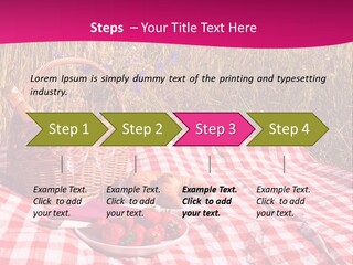 A Picnic With A Basket Of Strawberries And A Plate Of Strawberries On A PowerPoint Template