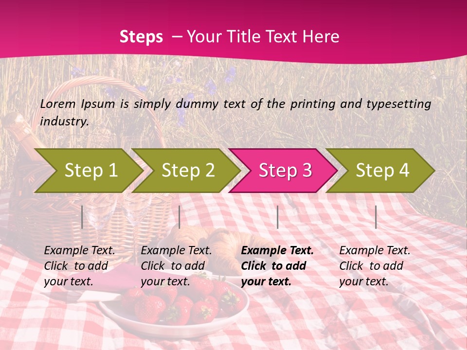 A Picnic With A Basket Of Strawberries And A Plate Of Strawberries On A PowerPoint Template