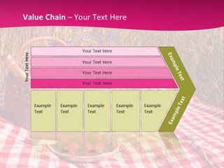 A Picnic With A Basket Of Strawberries And A Plate Of Strawberries On A PowerPoint Template