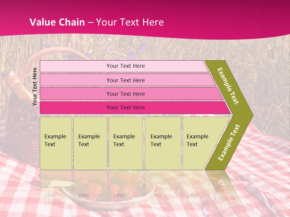 A Picnic With A Basket Of Strawberries And A Plate Of Strawberries On A PowerPoint Template