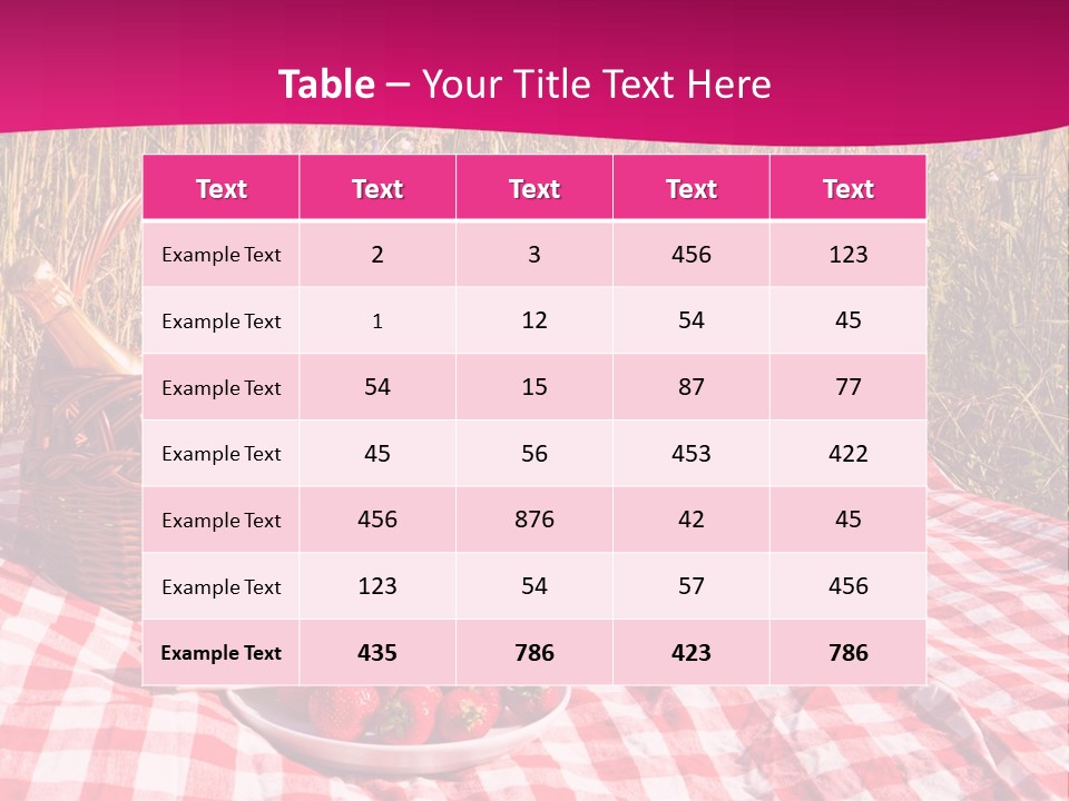 A Picnic With A Basket Of Strawberries And A Plate Of Strawberries On A PowerPoint Template