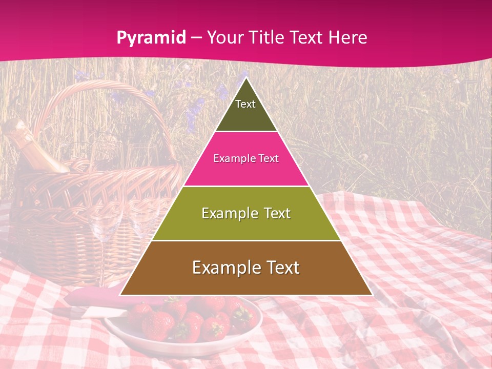 A Picnic With A Basket Of Strawberries And A Plate Of Strawberries On A PowerPoint Template