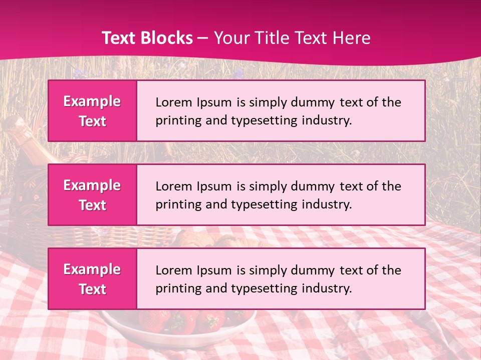 A Picnic With A Basket Of Strawberries And A Plate Of Strawberries On A PowerPoint Template