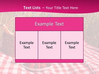 A Picnic With A Basket Of Strawberries And A Plate Of Strawberries On A PowerPoint Template