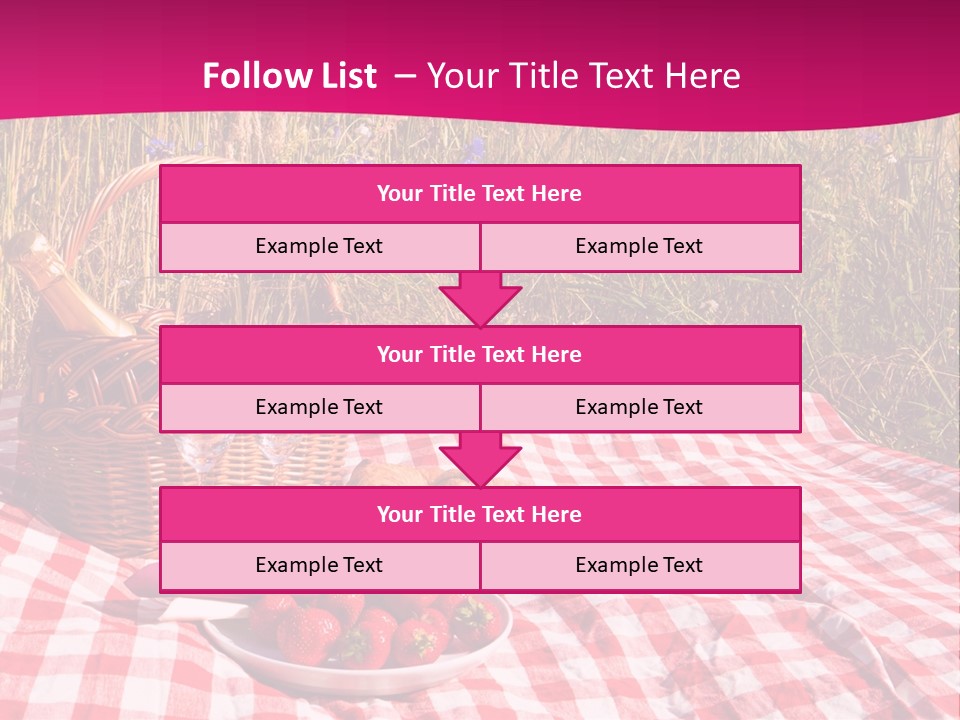 A Picnic With A Basket Of Strawberries And A Plate Of Strawberries On A PowerPoint Template