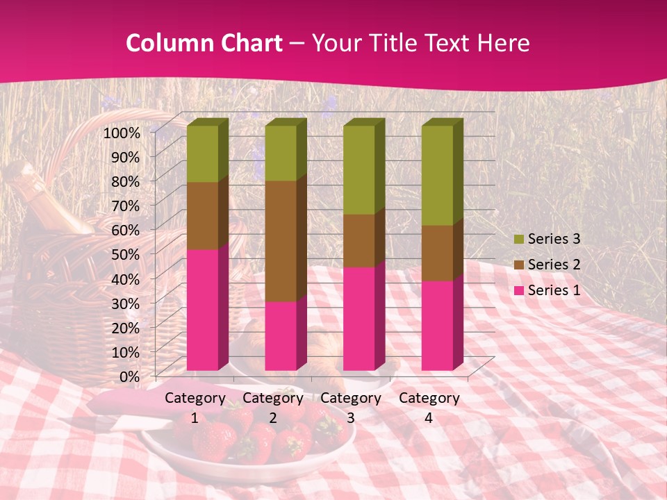 A Picnic With A Basket Of Strawberries And A Plate Of Strawberries On A PowerPoint Template