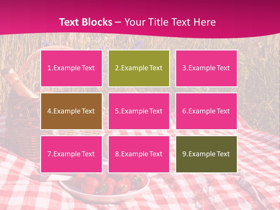 A Picnic With A Basket Of Strawberries And A Plate Of Strawberries On A PowerPoint Template