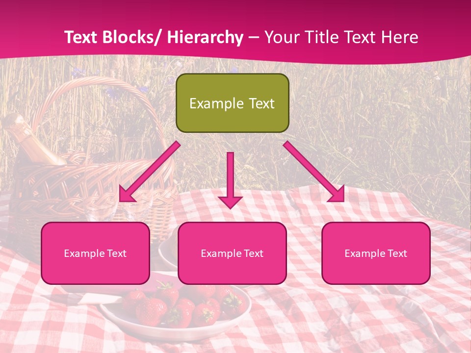 A Picnic With A Basket Of Strawberries And A Plate Of Strawberries On A PowerPoint Template