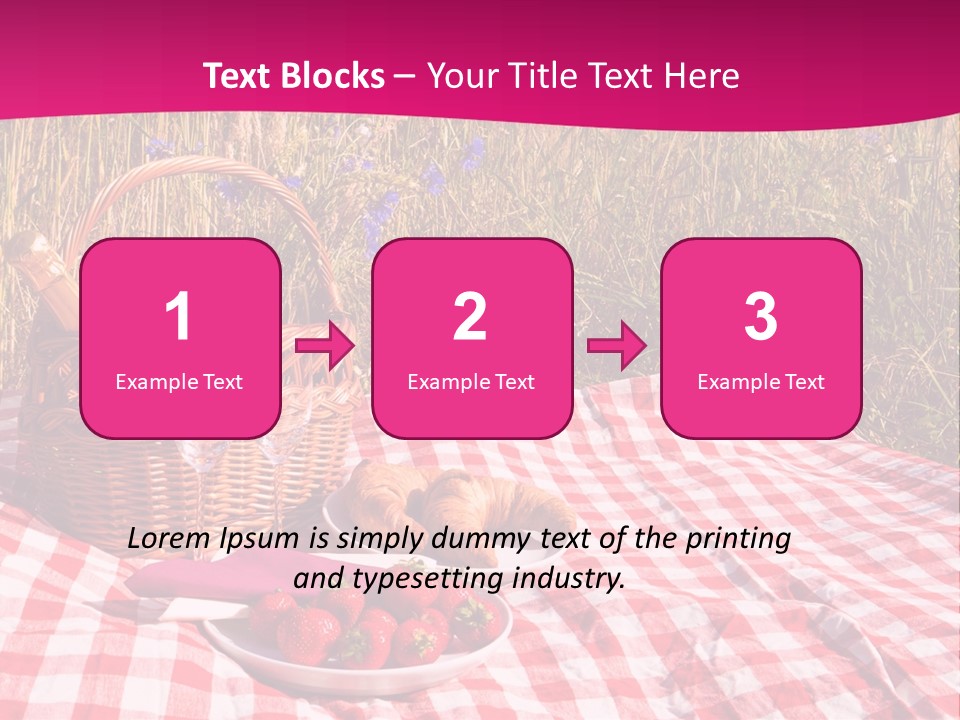 A Picnic With A Basket Of Strawberries And A Plate Of Strawberries On A PowerPoint Template