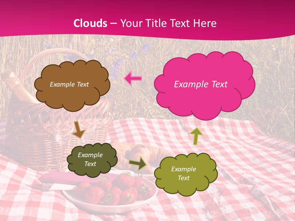 A Picnic With A Basket Of Strawberries And A Plate Of Strawberries On A PowerPoint Template