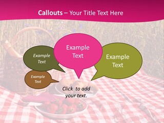 A Picnic With A Basket Of Strawberries And A Plate Of Strawberries On A PowerPoint Template