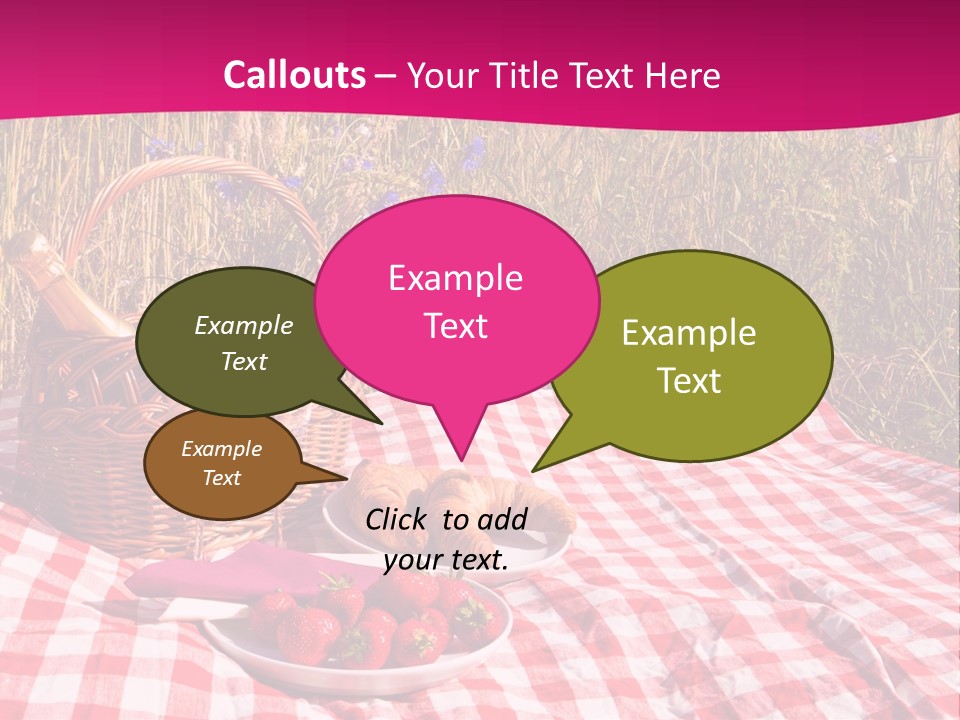 A Picnic With A Basket Of Strawberries And A Plate Of Strawberries On A PowerPoint Template