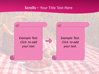 A Picnic With A Basket Of Strawberries And A Plate Of Strawberries On A PowerPoint Template