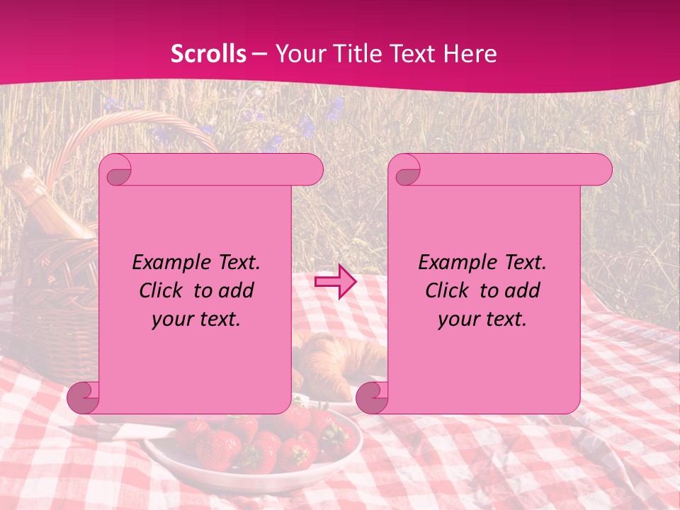 A Picnic With A Basket Of Strawberries And A Plate Of Strawberries On A PowerPoint Template