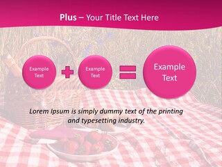 A Picnic With A Basket Of Strawberries And A Plate Of Strawberries On A PowerPoint Template