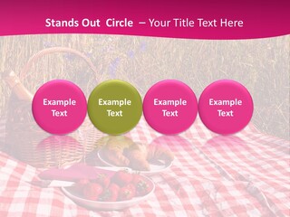 A Picnic With A Basket Of Strawberries And A Plate Of Strawberries On A PowerPoint Template