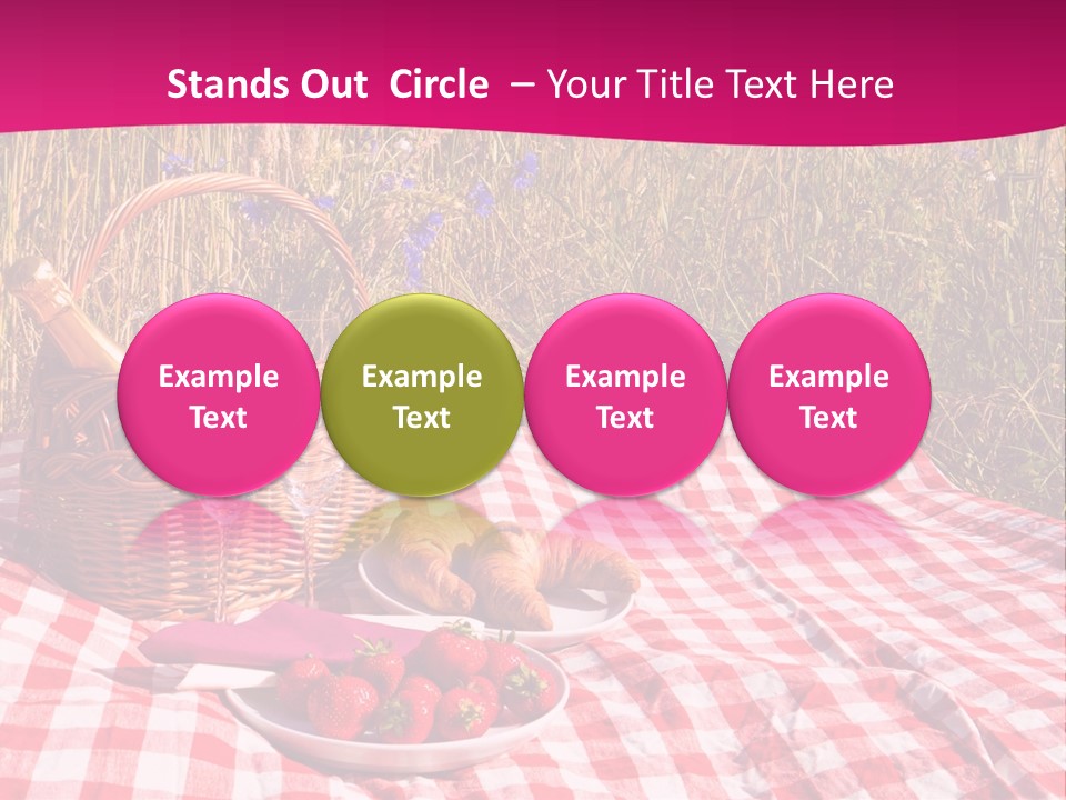 A Picnic With A Basket Of Strawberries And A Plate Of Strawberries On A PowerPoint Template
