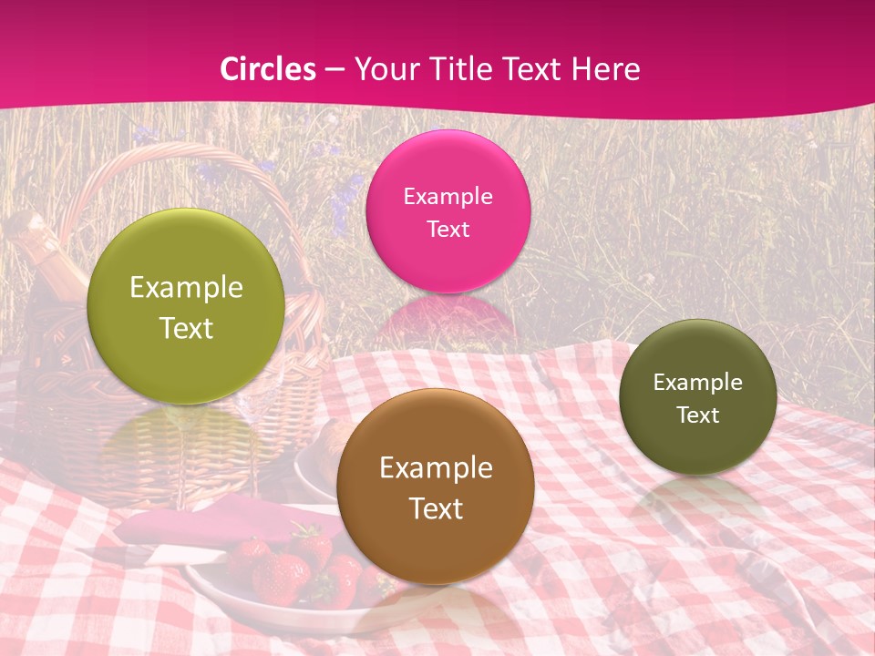 A Picnic With A Basket Of Strawberries And A Plate Of Strawberries On A PowerPoint Template