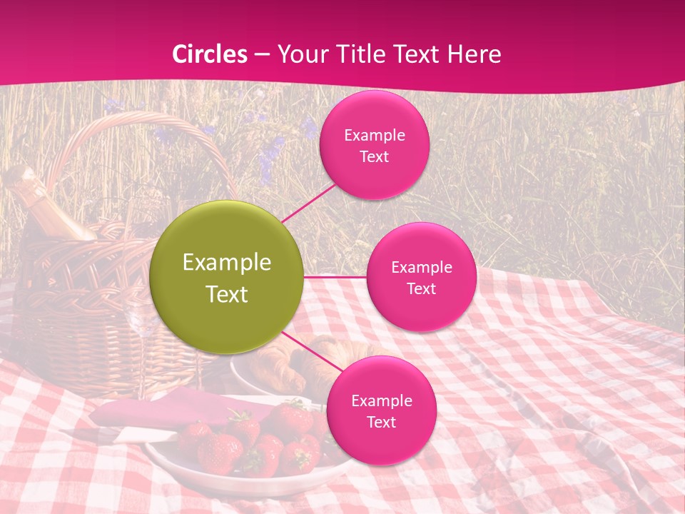 A Picnic With A Basket Of Strawberries And A Plate Of Strawberries On A PowerPoint Template