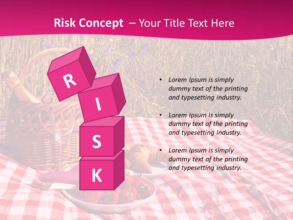 A Picnic With A Basket Of Strawberries And A Plate Of Strawberries On A PowerPoint Template