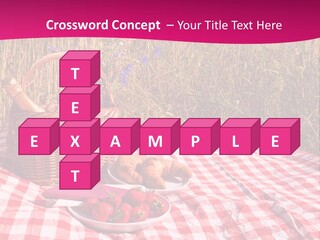 A Picnic With A Basket Of Strawberries And A Plate Of Strawberries On A PowerPoint Template