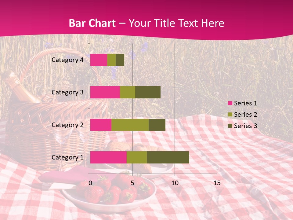 A Picnic With A Basket Of Strawberries And A Plate Of Strawberries On A PowerPoint Template