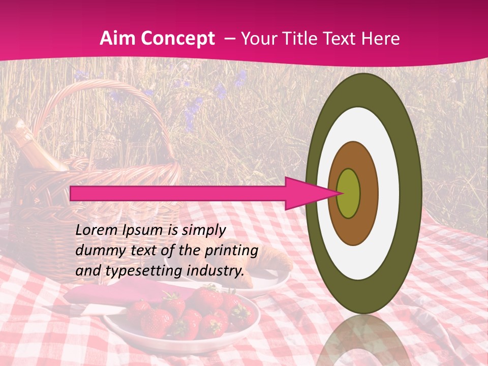 A Picnic With A Basket Of Strawberries And A Plate Of Strawberries On A PowerPoint Template