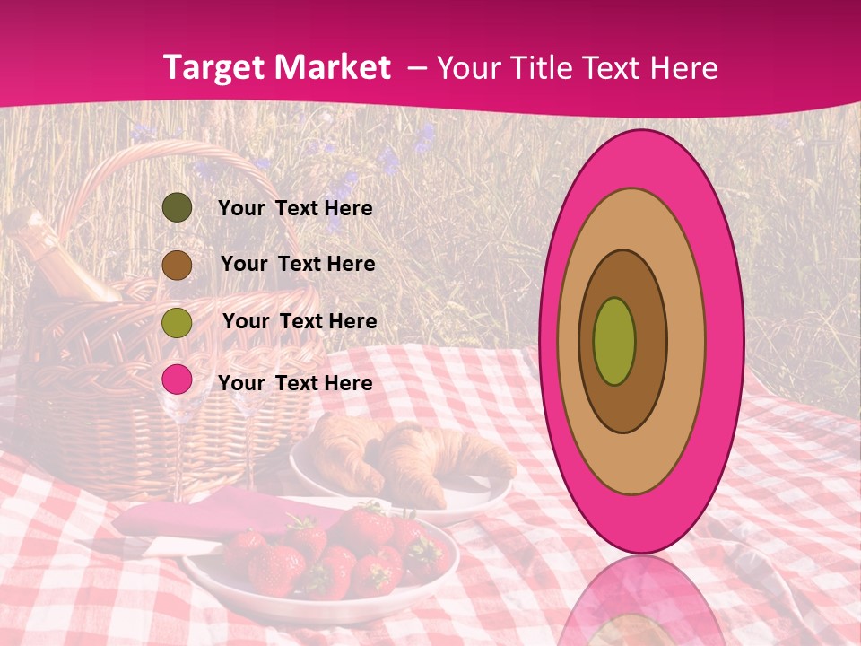A Picnic With A Basket Of Strawberries And A Plate Of Strawberries On A PowerPoint Template