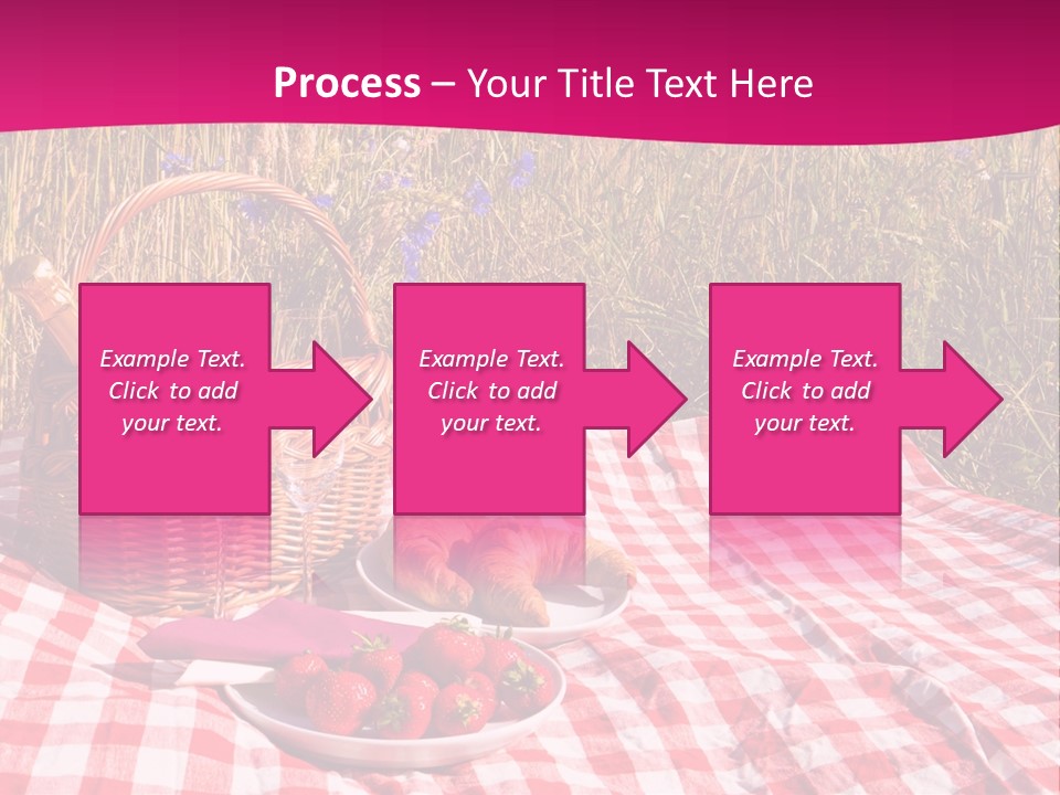 A Picnic With A Basket Of Strawberries And A Plate Of Strawberries On A PowerPoint Template