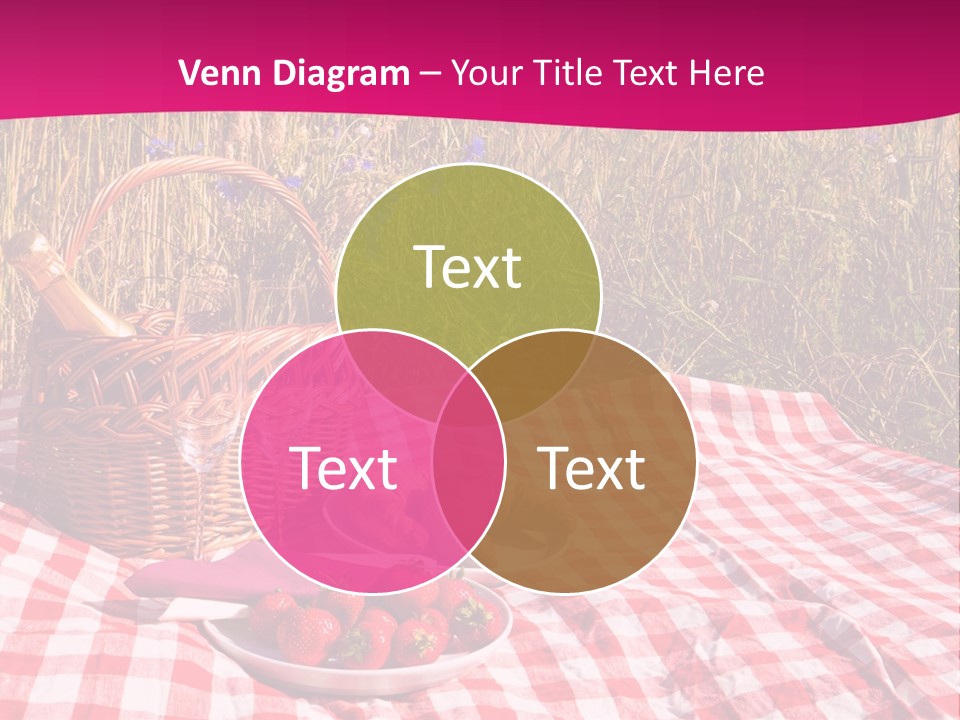 A Picnic With A Basket Of Strawberries And A Plate Of Strawberries On A PowerPoint Template