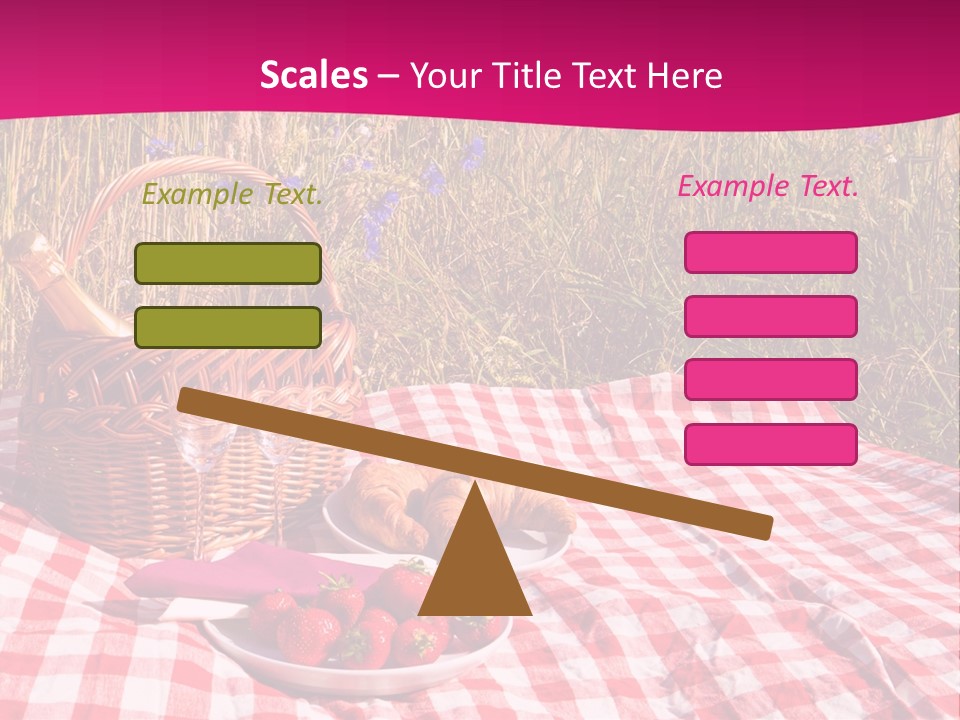 A Picnic With A Basket Of Strawberries And A Plate Of Strawberries On A PowerPoint Template