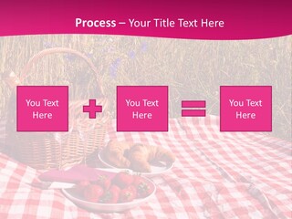 A Picnic With A Basket Of Strawberries And A Plate Of Strawberries On A PowerPoint Template