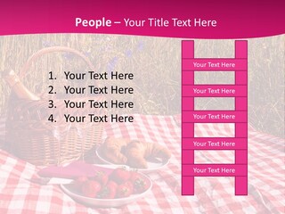 A Picnic With A Basket Of Strawberries And A Plate Of Strawberries On A PowerPoint Template