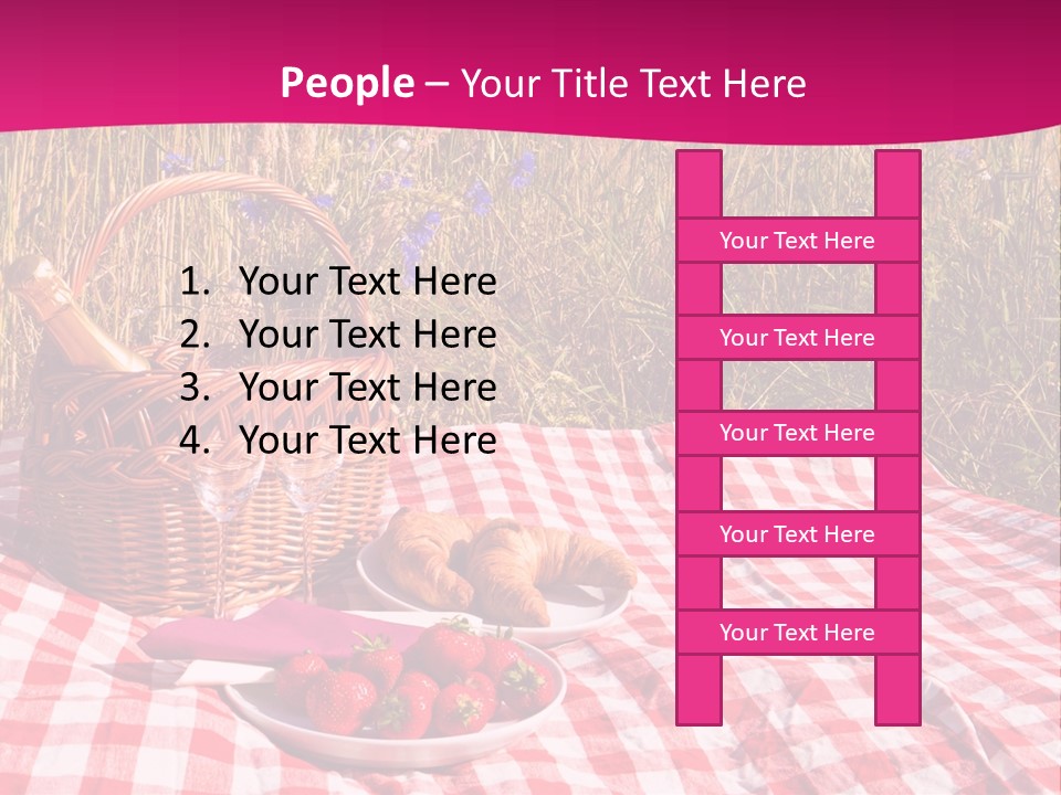 A Picnic With A Basket Of Strawberries And A Plate Of Strawberries On A PowerPoint Template