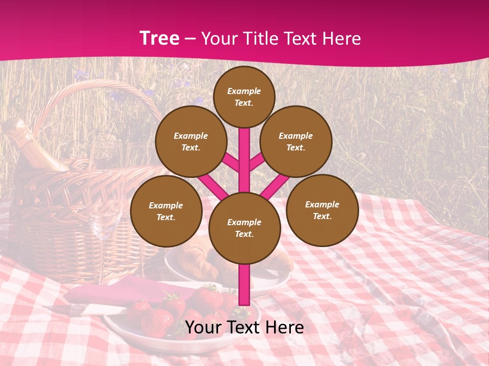 A Picnic With A Basket Of Strawberries And A Plate Of Strawberries On A PowerPoint Template