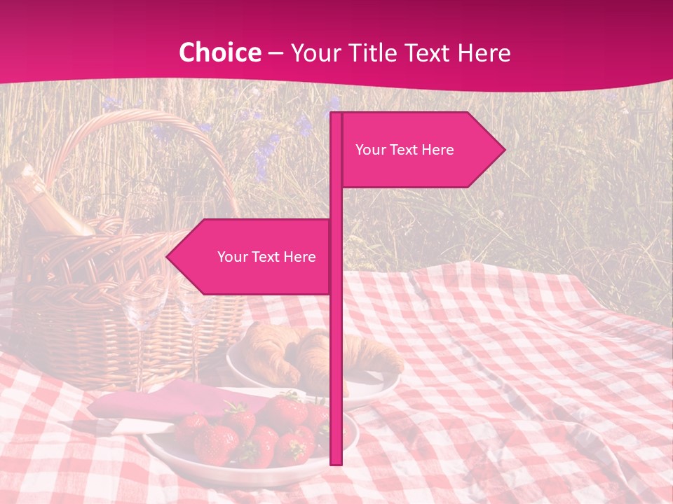 A Picnic With A Basket Of Strawberries And A Plate Of Strawberries On A PowerPoint Template