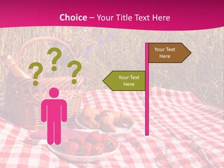 A Picnic With A Basket Of Strawberries And A Plate Of Strawberries On A PowerPoint Template