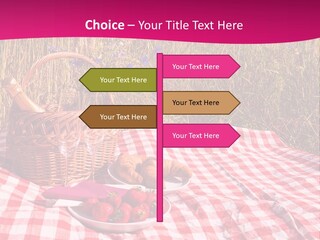 A Picnic With A Basket Of Strawberries And A Plate Of Strawberries On A PowerPoint Template