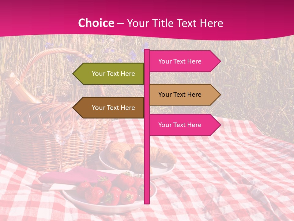 A Picnic With A Basket Of Strawberries And A Plate Of Strawberries On A PowerPoint Template