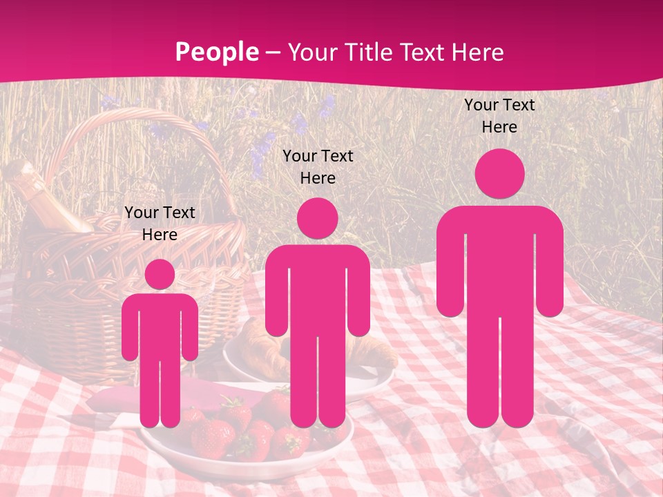 A Picnic With A Basket Of Strawberries And A Plate Of Strawberries On A PowerPoint Template