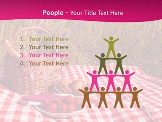 A Picnic With A Basket Of Strawberries And A Plate Of Strawberries On A PowerPoint Template